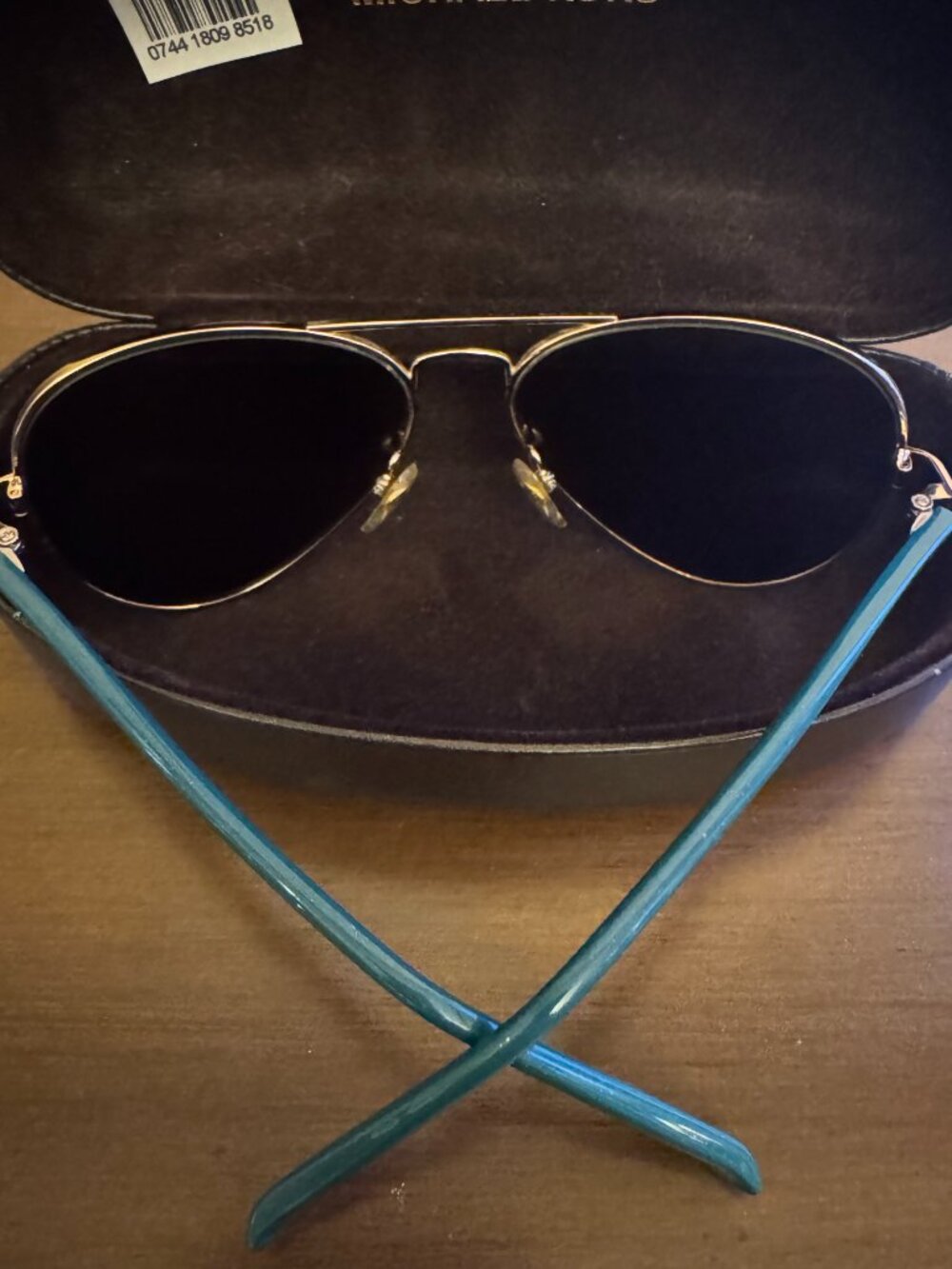 Michael Kors Aviator Sunglasses w/ Blue-Green mirrored lenses - Picture 2 of 3
